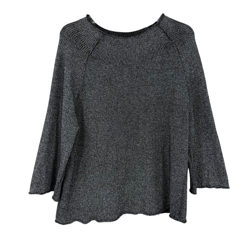 The Fisher Project Sweater Women Medium Black White Organic Cotton Italian Yarn